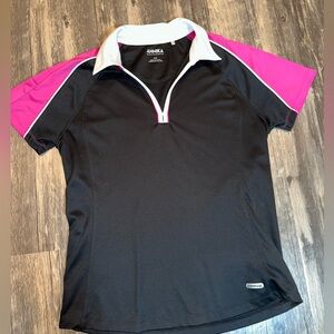 Annika by Cutter & Buck Women’s Golf Polo Shirt Black Pink White Short Sleeve
